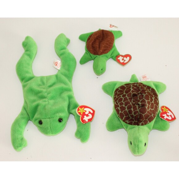 3 Set Ty 1993 Teenie Beanie Babies Legs Frog Speedy Turtle 3rd Gen 4020 4030 - Picture 2 of 11